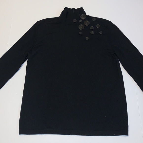 Akris Punto Black Wool Mock Neck Sweater - Women’s Size 10 - Picture 2 of 10